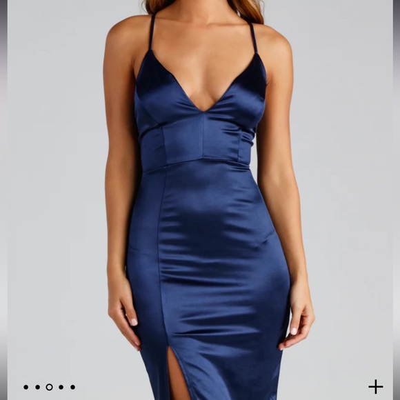 Blue Satin Dress - Picture 4 of 8